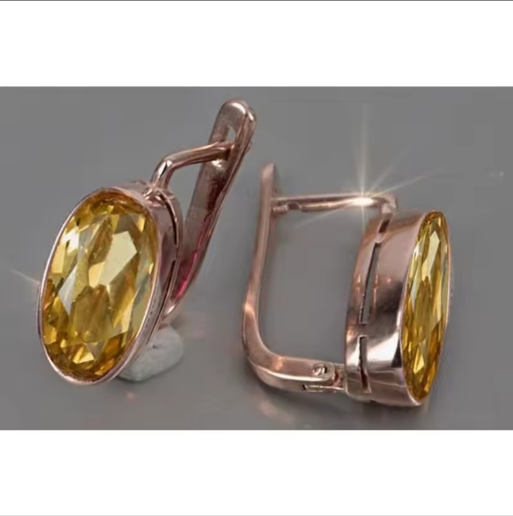 Yellow Cubic Zirconia Rose Gold  Earrings